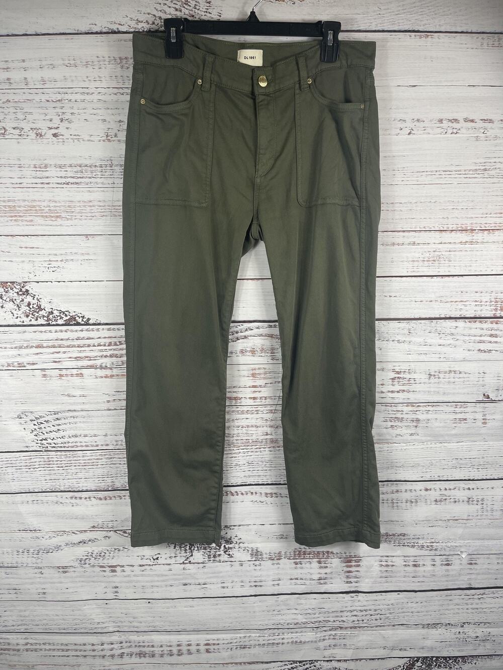 DL1961 Pants Women's Size 30 Green Mara Straight Ankle Utility Pockets Casual